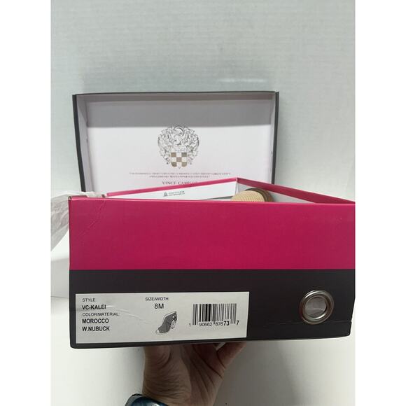 Vince Camuto Suede Front V-Cut Peep Toe Booties Kalei Morocco Sz 8 - Picture 2 of 8